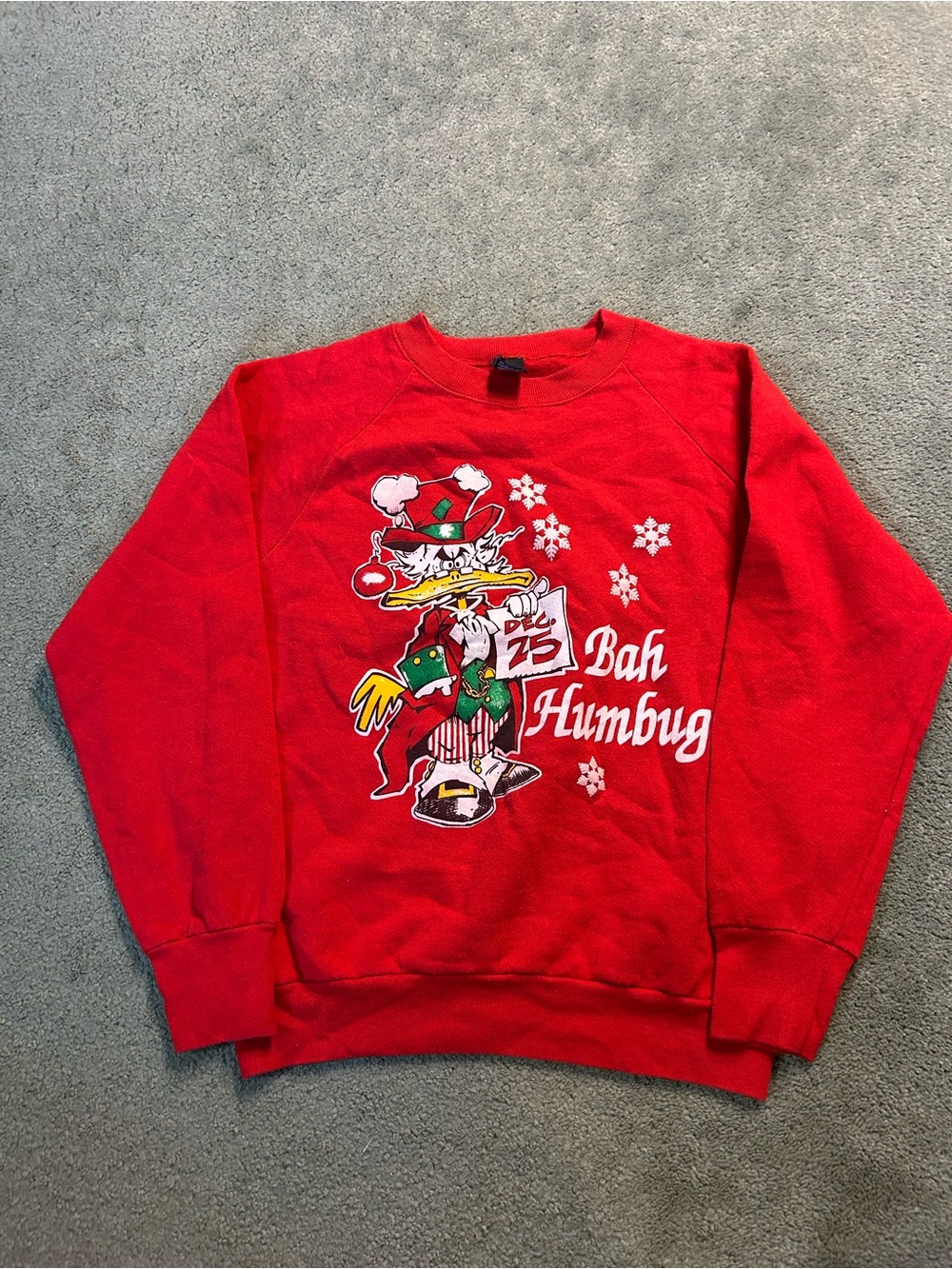 Vintage 90s Disney Scrooge mcduck Christmas puff print sweatshirt size large